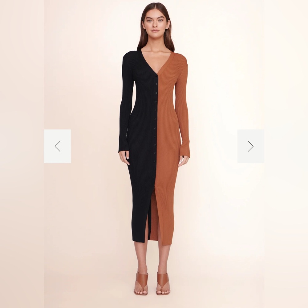 Staud shoko color block long sleeve sweater dress